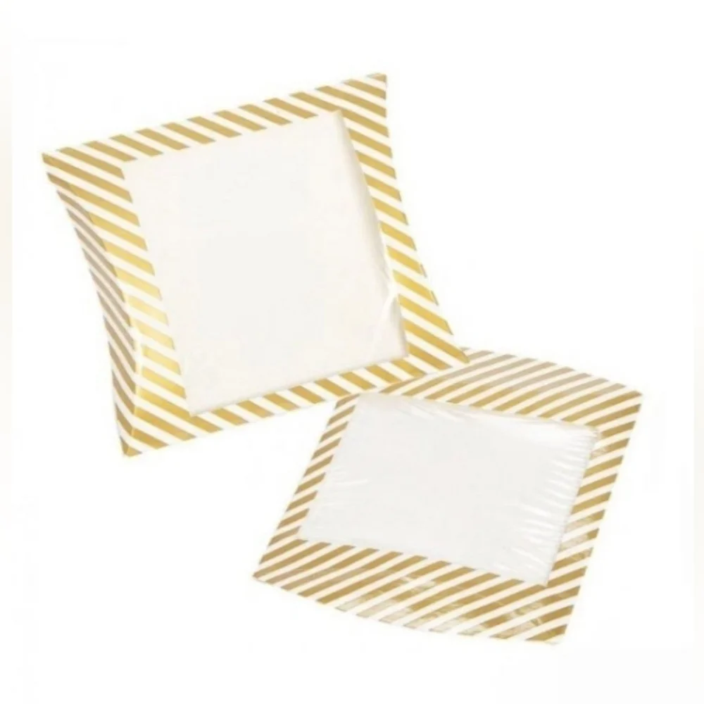 🍓✨Clear Treat Boxes 12pc Set Gold Stripe Favor Gift Box Party Candy✨🍬